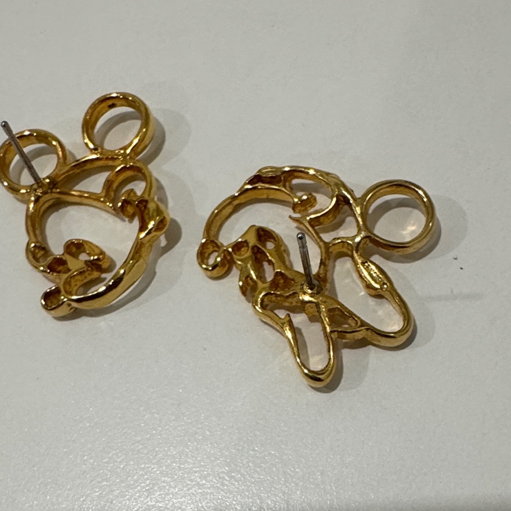 Gold mickey & Minnie Disney Earrings GOLD PLATED - Picture 3 of 5